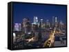 California, Los Angeles, Aerial View of Downtown from West 11th Street, Dusk, USA-Walter Bibikow-Framed Stretched Canvas