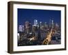 California, Los Angeles, Aerial View of Downtown from West 11th Street, Dusk, USA-Walter Bibikow-Framed Photographic Print