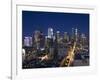 California, Los Angeles, Aerial View of Downtown from West 11th Street, Dusk, USA-Walter Bibikow-Framed Photographic Print