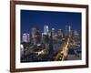 California, Los Angeles, Aerial View of Downtown from West 11th Street, Dusk, USA-Walter Bibikow-Framed Photographic Print