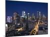 California, Los Angeles, Aerial View of Downtown from West 11th Street, Dusk, USA-Walter Bibikow-Mounted Photographic Print