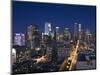California, Los Angeles, Aerial View of Downtown from West 11th Street, Dusk, USA-Walter Bibikow-Mounted Photographic Print