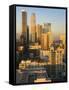 California, Los Angeles, Aerial View of Downtown from West 11th Street, Sunset, USA-Walter Bibikow-Framed Stretched Canvas