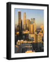 California, Los Angeles, Aerial View of Downtown from West 11th Street, Sunset, USA-Walter Bibikow-Framed Photographic Print