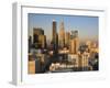 California, Los Angeles, Aerial View of Downtown from West 11th Street, Sunset, USA-Walter Bibikow-Framed Photographic Print