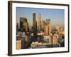 California, Los Angeles, Aerial View of Downtown from West 11th Street, Sunset, USA-Walter Bibikow-Framed Photographic Print