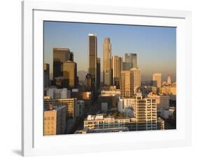 California, Los Angeles, Aerial View of Downtown from West 11th Street, Sunset, USA-Walter Bibikow-Framed Photographic Print