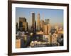 California, Los Angeles, Aerial View of Downtown from West 11th Street, Sunset, USA-Walter Bibikow-Framed Photographic Print