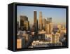 California, Los Angeles, Aerial View of Downtown from West 11th Street, Sunset, USA-Walter Bibikow-Framed Stretched Canvas
