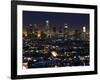 California, Los Angeles, City Lights and Downtown District Skyscrapers, USA-Christian Kober-Framed Photographic Print