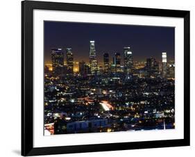 California, Los Angeles, City Lights and Downtown District Skyscrapers, USA-Christian Kober-Framed Photographic Print