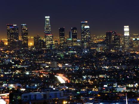 California, Los Angeles, Lights and Downtown District Skyscrapers, USA' Photographic - Christian Kober | AllPosters.com