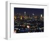 California, Los Angeles, City Lights and Downtown District Skyscrapers, USA-Christian Kober-Framed Photographic Print