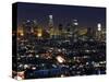 California, Los Angeles, City Lights and Downtown District Skyscrapers, USA-Christian Kober-Stretched Canvas