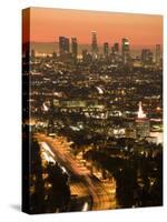 California, Los Angeles, Downtown and Hollywood Freeway 101 from Hollywood Bowl Overlook, USA-Walter Bibikow-Stretched Canvas