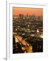 California, Los Angeles, Downtown and Hollywood Freeway 101 from Hollywood Bowl Overlook, USA-Walter Bibikow-Framed Photographic Print