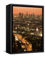 California, Los Angeles, Downtown and Hollywood Freeway 101 from Hollywood Bowl Overlook, USA-Walter Bibikow-Framed Stretched Canvas