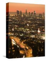 California, Los Angeles, Downtown and Hollywood Freeway 101 from Hollywood Bowl Overlook, USA-Walter Bibikow-Stretched Canvas