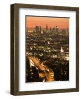 California, Los Angeles, Downtown and Hollywood Freeway 101 from Hollywood Bowl Overlook, USA-Walter Bibikow-Framed Photographic Print