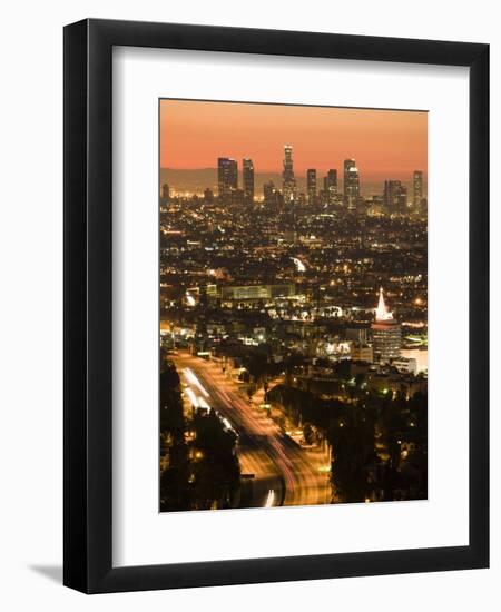 California, Los Angeles, Downtown and Hollywood Freeway 101 from Hollywood Bowl Overlook, USA-Walter Bibikow-Framed Photographic Print