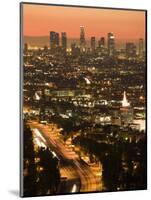 California, Los Angeles, Downtown and Hollywood Freeway 101 from Hollywood Bowl Overlook, USA-Walter Bibikow-Mounted Photographic Print