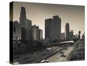 California, Los Angeles, Downtown and Rt, 110 Harbor Freeway, USA-Walter Bibikow-Stretched Canvas