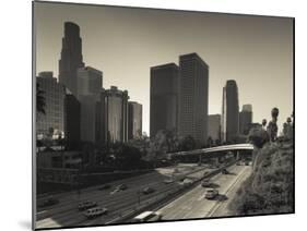 California, Los Angeles, Downtown and Rt, 110 Harbor Freeway, USA-Walter Bibikow-Mounted Photographic Print