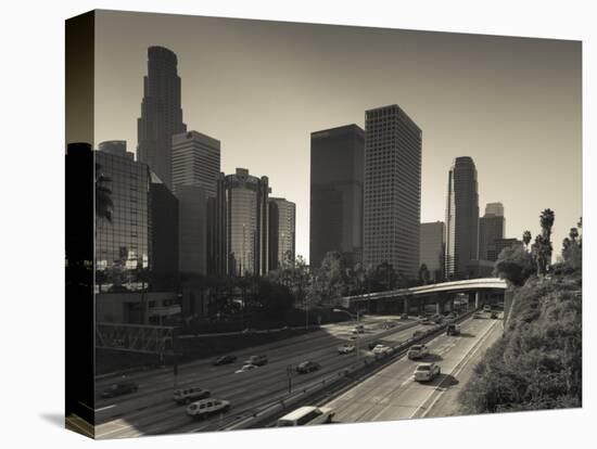 California, Los Angeles, Downtown and Rt, 110 Harbor Freeway, USA-Walter Bibikow-Stretched Canvas