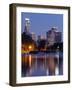 California, Los Angeles, Downtown District Skyscrapers Behind Echo Park Lake, USA-Christian Kober-Framed Photographic Print