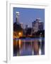 California, Los Angeles, Downtown District Skyscrapers Behind Echo Park Lake, USA-Christian Kober-Framed Photographic Print