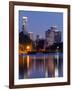 California, Los Angeles, Downtown District Skyscrapers Behind Echo Park Lake, USA-Christian Kober-Framed Photographic Print