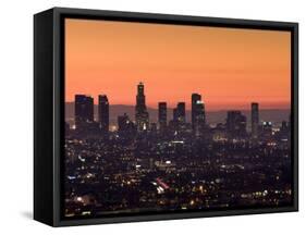 California, Los Angeles, Downtown from Hollywood Bowl Overlook, Dawn, USA-Walter Bibikow-Framed Stretched Canvas