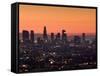 California, Los Angeles, Downtown from Hollywood Bowl Overlook, Dawn, USA-Walter Bibikow-Framed Stretched Canvas