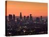 California, Los Angeles, Downtown from Hollywood Bowl Overlook, Dawn, USA-Walter Bibikow-Stretched Canvas