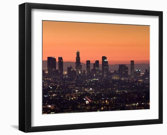 California, Los Angeles, Downtown from Hollywood Bowl Overlook, Dawn, USA-Walter Bibikow-Framed Photographic Print