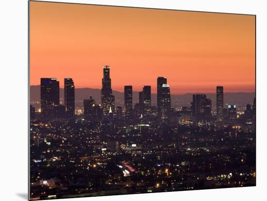 California, Los Angeles, Downtown from Hollywood Bowl Overlook, Dawn, USA-Walter Bibikow-Mounted Photographic Print