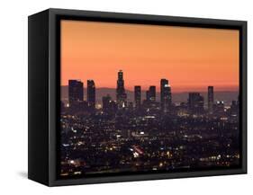 California, Los Angeles, Downtown from Hollywood Bowl Overlook, Dawn, USA-Walter Bibikow-Framed Stretched Canvas