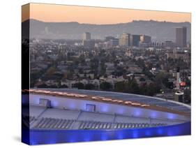 California, Los Angeles, Downtown, Roof of Staple Center and Hollywood, USA-Walter Bibikow-Stretched Canvas