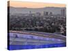 California, Los Angeles, Downtown, Roof of Staple Center and Hollywood, USA-Walter Bibikow-Stretched Canvas
