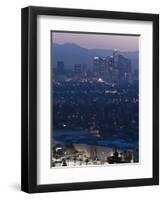 California, Los Angeles, Downtown View from Baldwin Hills, Dawn, USA-Walter Bibikow-Framed Photographic Print