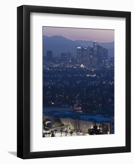 California, Los Angeles, Downtown View from Baldwin Hills, Dawn, USA-Walter Bibikow-Framed Photographic Print