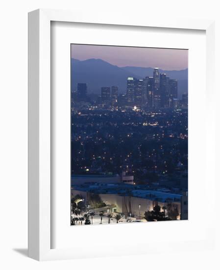 California, Los Angeles, Downtown View from Baldwin Hills, Dawn, USA-Walter Bibikow-Framed Photographic Print