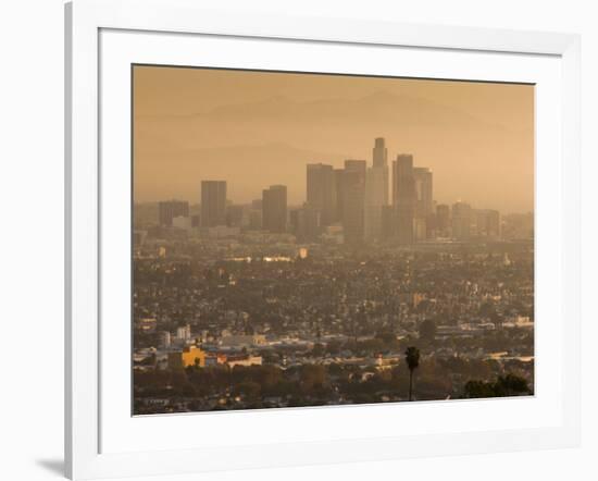 California, Los Angeles, Downtown View from Baldwin Hills, Sunrise, USA-Walter Bibikow-Framed Photographic Print