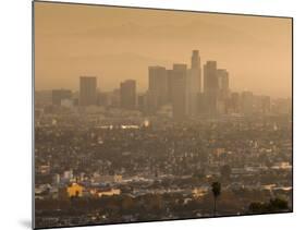 California, Los Angeles, Downtown View from Baldwin Hills, Sunrise, USA-Walter Bibikow-Mounted Photographic Print