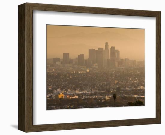 California, Los Angeles, Downtown View from Baldwin Hills, Sunrise, USA-Walter Bibikow-Framed Photographic Print