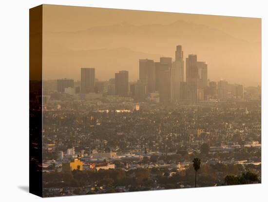 California, Los Angeles, Downtown View from Baldwin Hills, Sunrise, USA-Walter Bibikow-Stretched Canvas