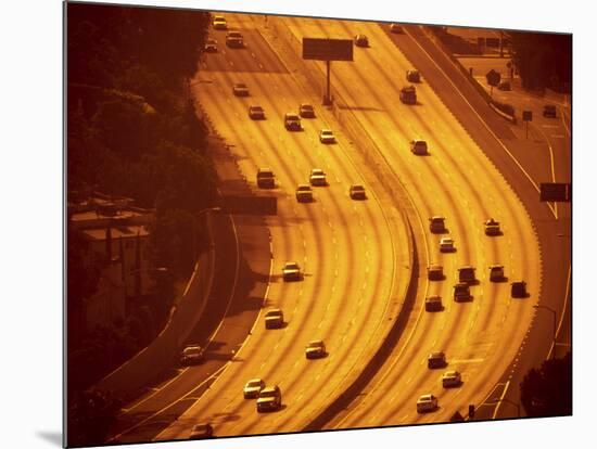 California, Los Angeles, Route 101 and Downtown, USA-Alan Copson-Mounted Photographic Print