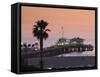 California, Los Angeles, Santa Monica, Santa Monica Pier, Dusk, USA-Walter Bibikow-Framed Stretched Canvas