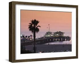 California, Los Angeles, Santa Monica, Santa Monica Pier, Dusk, USA-Walter Bibikow-Framed Photographic Print