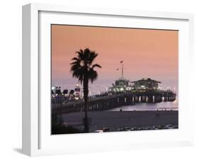 California, Los Angeles, Santa Monica, Santa Monica Pier, Dusk, USA-Walter Bibikow-Framed Photographic Print